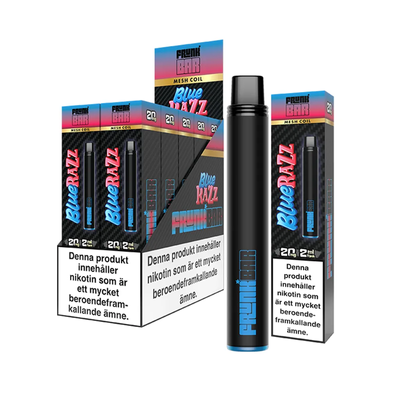 Frunk Bar Mesh Blue Razz engångsvape 10-pack, förfyllda vapes med nikotin och 2 ml e-vätska.