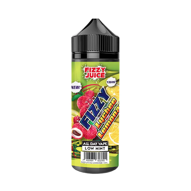 fizzy Lychee Lemonade originalflaska mot vit bakgrund