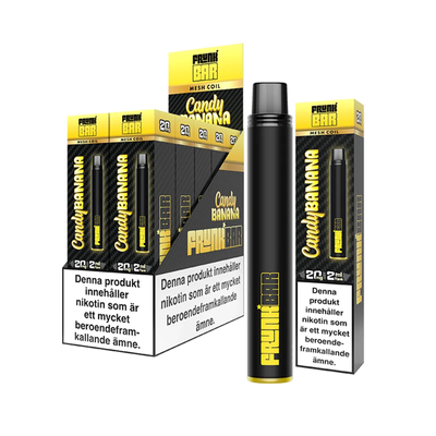 Frunk Bar Mesh Candy Banana engångsvape 10-pack, förfyllda vapes med nikotin och 2 ml e-vätska.