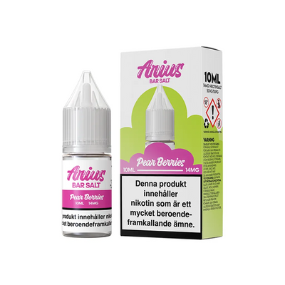 Arius Bar Salt Pear Berries flaska bredvid originalförpackning