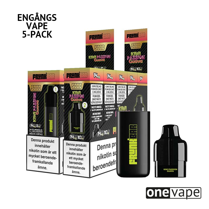 Frunk 5000 Engångs Vape - Kiwi Passion Guava (5-Pack)