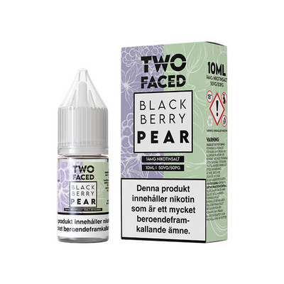 Two Faced Blackberry Pear Flaska bredvid originalförpackning