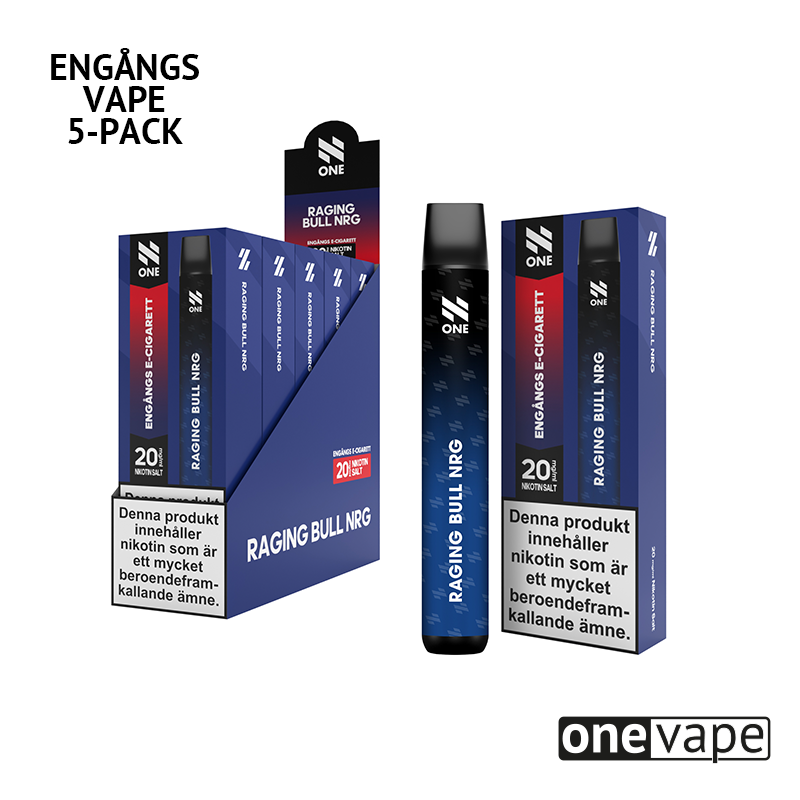 N One Engångs Vape - Raging Bull NRG (5-Pack)