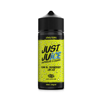 just juice Kiwi & Cranberry on Ice originalflaska mot vit bakgrund