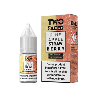 Two Faced Pineapple Strawberry Flaska bredvid originalförpackning