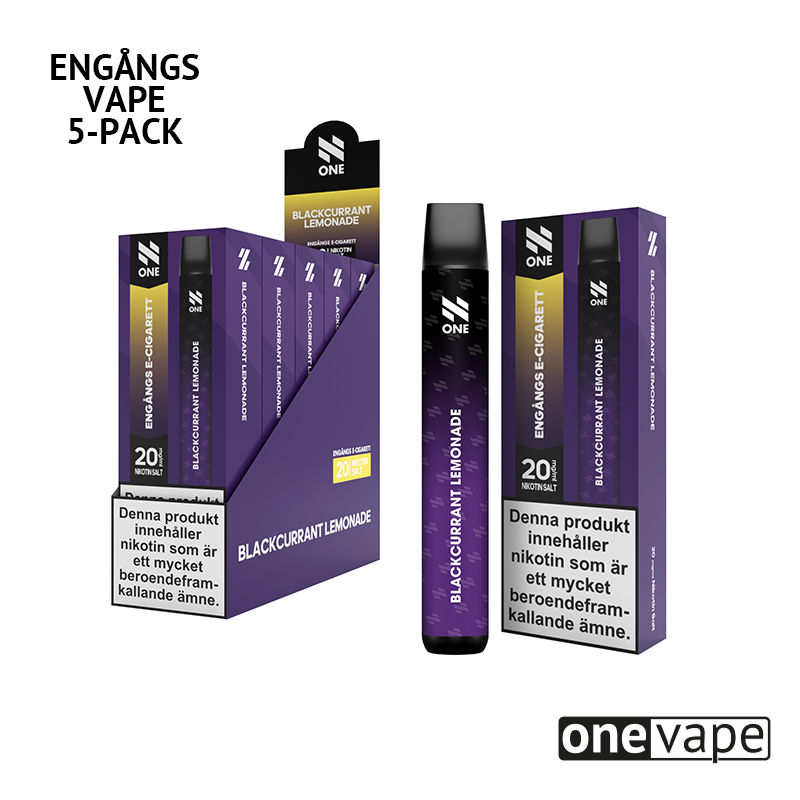 N One Engångs Vape - Blackcurrant Lemonade (5-Pack)