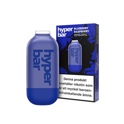 Hyper Bar Mesh Engångs Vape Blueberry Raspberry bredvid originalförpackning