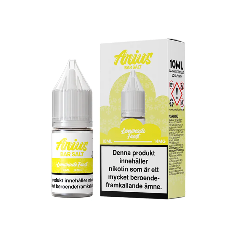 Arius Bar Salt Lemonade Frost flaska bredvid originalförpackning