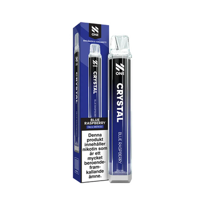 Engångsvape N One Crystal Blue Raspberry bredvid originalförpackning