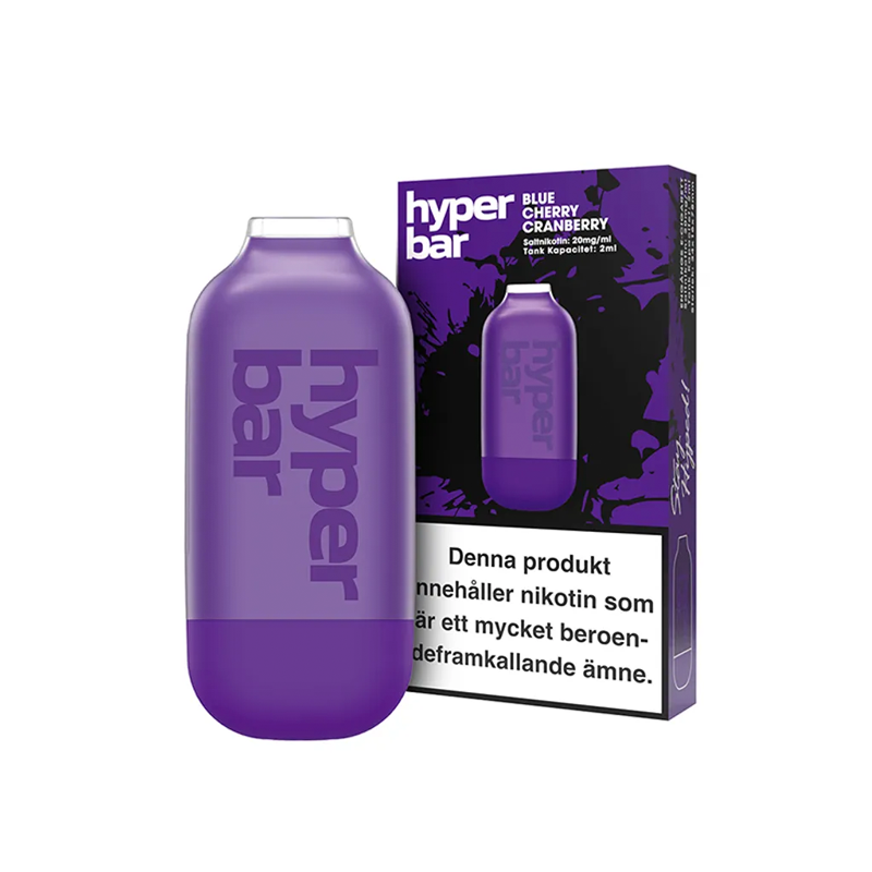 Hyper Bar Mesh Engångs Vape Blue Cherry Cranberry bredvid originalförpackning