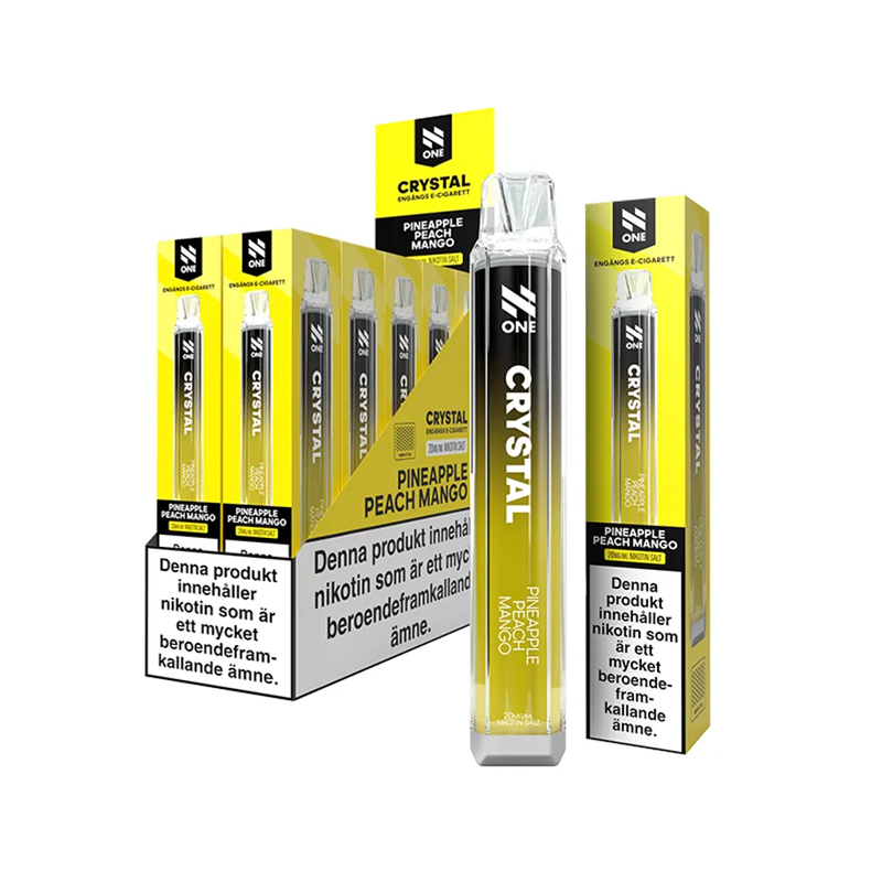 N One Crystal Mesh Pineapple Peach Mango engångsvape 10-pack, förfyllda vapes med nikotin och 2 ml e-vätska.