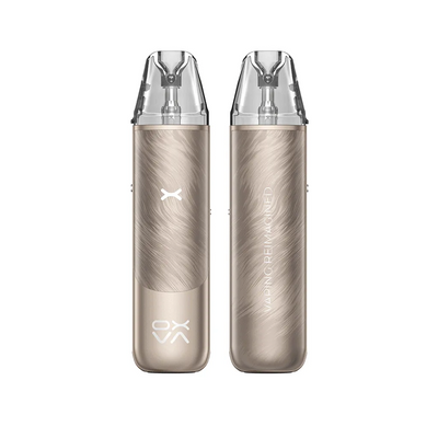 OXVA NeXLIM GO i färgen Sahara Brown – e-cigarett med transparent pod, toppfyllning och stilren beige design