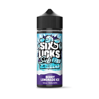 Six Licks Sub Zero Berry Lemonade Ice originalflaska mot vit bakgrund