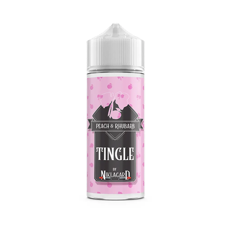 niklagard Peach & Rhubarb Tingle originalflaska mot vit bakgrund