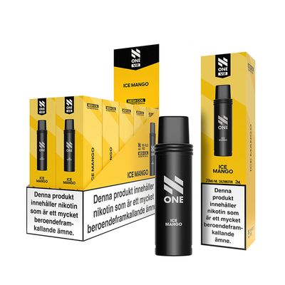 N One Mesh Pod V2 Ice Mango 10-pack förfyllda vape pods, 2 ml e-vätska och 20 mg nikotin, kompatibla med N One Mesh Pod Kit V2.