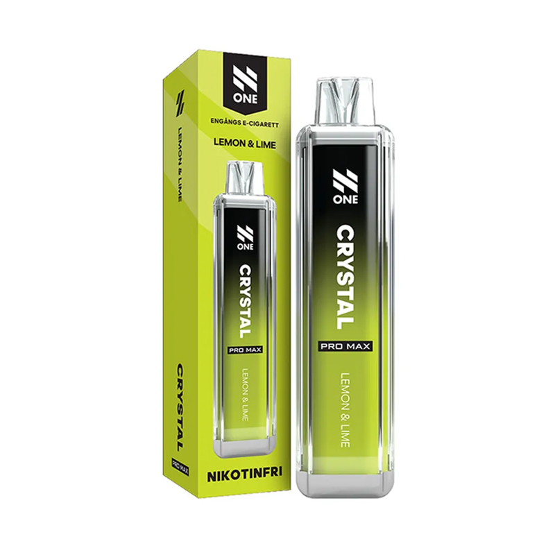 N One Crystal ZERO Engångs Vape Lemon & Lime bredvid originalförpackning