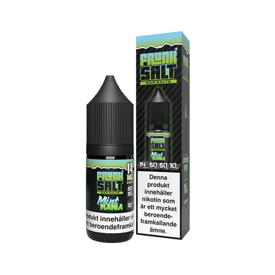E-juice Frunk Bar Salt Mint Mania 14 mg 10 ml med flaska och kartong