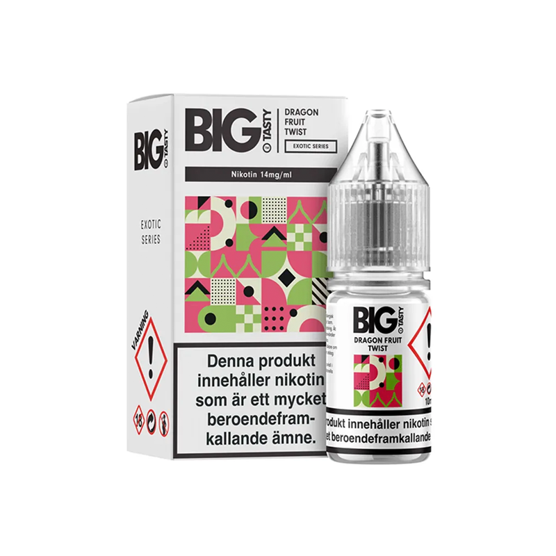 Big Tasty Salt Dragon Fruit Twist Flaska bredvid originalförpackning