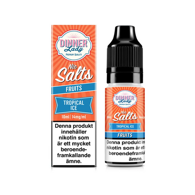 Dinner Lady Tropical Ice Flaska bredvid originalförpackning