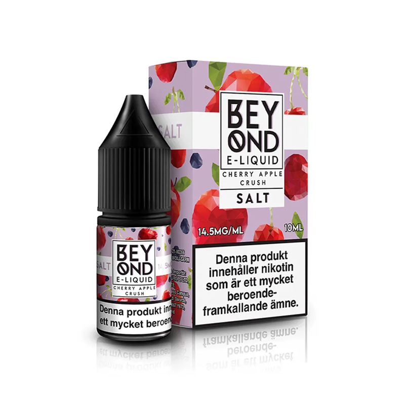 Beyond Salts Cherry Apple Crush Flaska bredvid originalförpackning