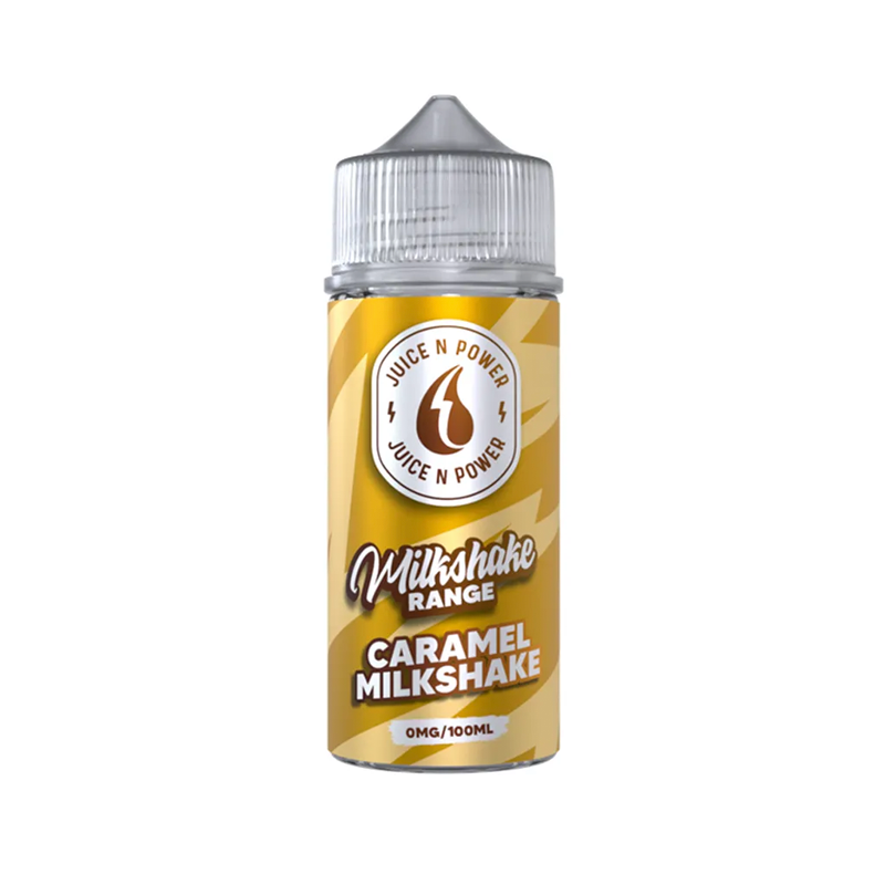 Juice N Power Caramel Milkshake originalflaska mot vit bakgrund