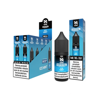 Förpackning och flaska av N One Salt Ice Mint e-juice 10-pack 14 mg