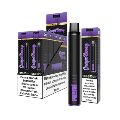 Frunk Bar Mesh Grape Berry engångsvape 10-pack, förfyllda vapes med nikotin och 2 ml e-vätska.