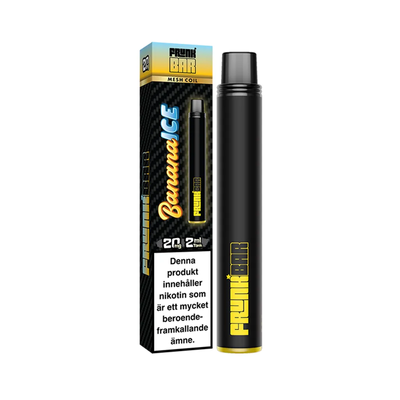 Engångsvape Frunk Bar Banana Ice bredvid originalförpackning