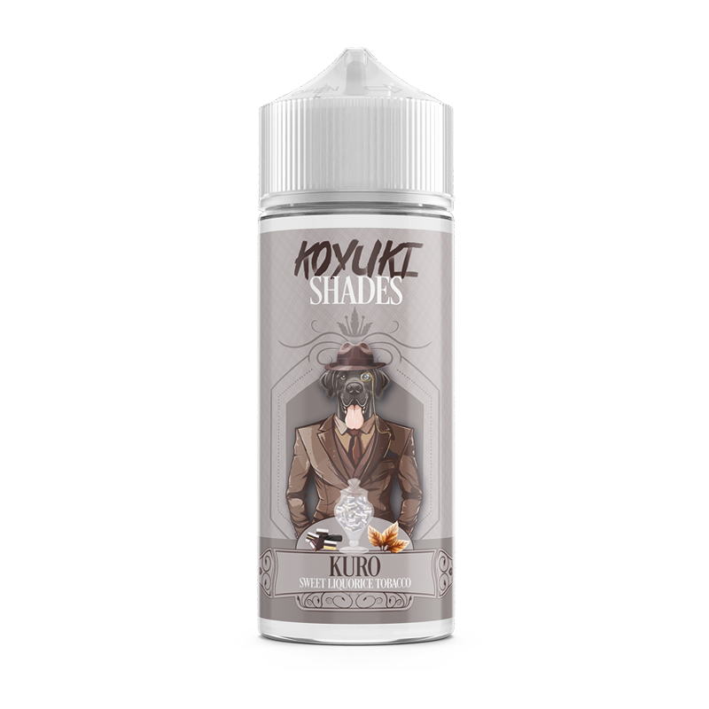 Koyuki Shades Kuro shortfill e-juice flaska med designetikett – smak av tobak och lakrits i 100 ml flaska