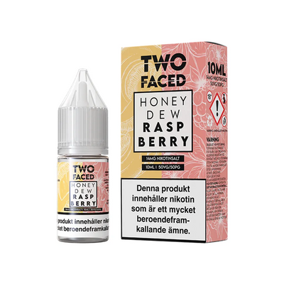 Two Faced Honeydew Raspberry Flaska bredvid originalförpackning