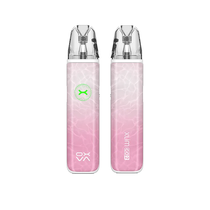 Oxva Xlim GO 2 i färgen Pink Ripple – kompakt e-cigarett med transparent pod, automatisk inhalering och stilren rosa design