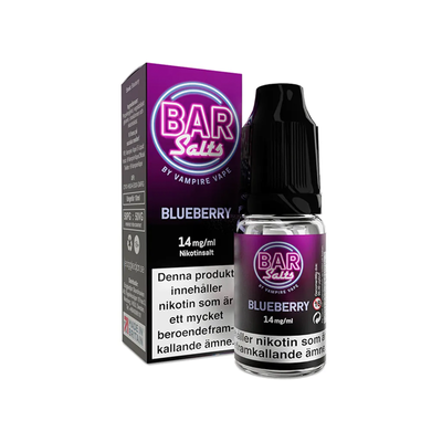 Bar Salts Blueberry Flaska bredvid originalförpackning