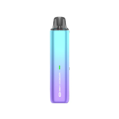 Vaporesso VIBE SE i färgen Ice Blueberry – kompakt e-cigarett med RGB-indikator och gradientdesign i blå och lila ton