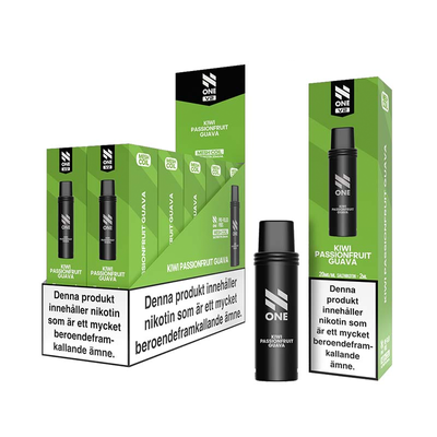 N One Mesh Pod V2 Kiwi Passionfruit Guava 10-pack förfyllda vape pods, 2 ml e-vätska och 20 mg nikotin, kompatibla med N One Mesh Pod Kit V2.