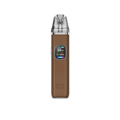OXVA Xlim PRO 2 i färgen Brown Python – e-cigarett med display, transparent pod och stilren brun läderimitation