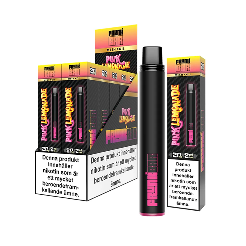 Frunk Bar Mesh Pink Lemonade engångsvape 10-pack, förfyllda vapes med nikotin och 2 ml e-vätska.