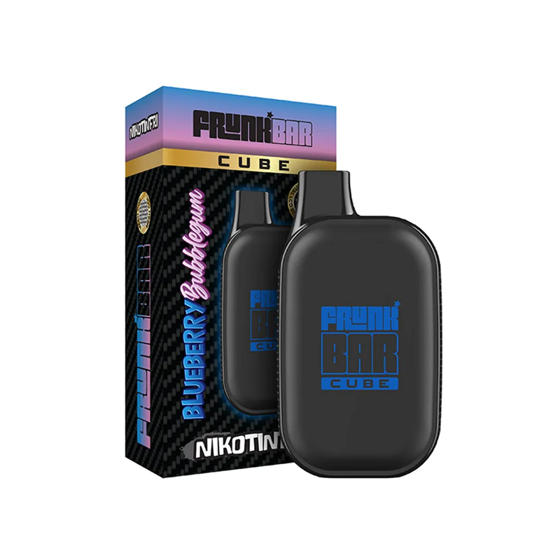 Frunk Bar Cube ZERO Mesh Engångs Vape Blueberry Bubblegum bredvid originalförpackning