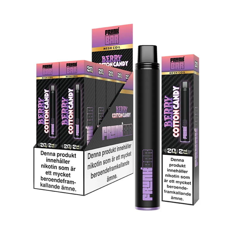 Frunk Bar Mesh Berry Cotton engångsvape 10-pack, förfyllda vapes med nikotin och 2 ml e-vätska.
