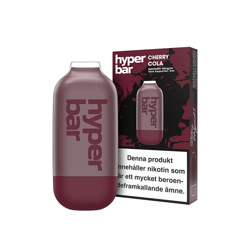 Hyper Bar Mesh Engångs Vape Cherry Cola bredvid originalförpackning