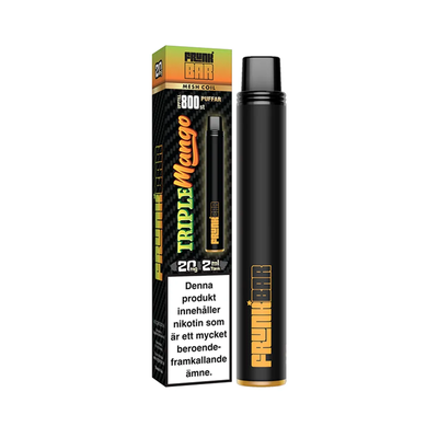 Engångsvape Frunk Bar Triple Mango bredvid originalförpackning