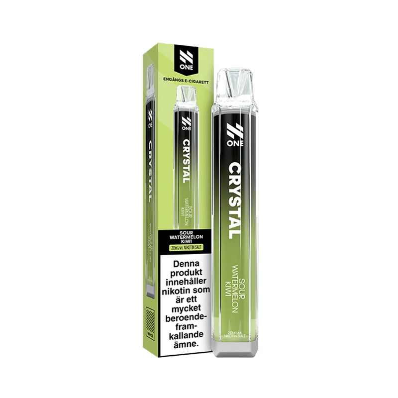 Engångsvape N One Crystal Sour Watermelon Kiwi bredvid originalförpackning