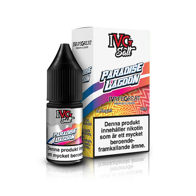 IVG Salts Paradise Lagoon flaska bredvid originalförpackning