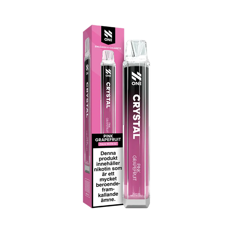 Engångsvape N One Crystal Pink Grapefruit bredvid originalförpackning