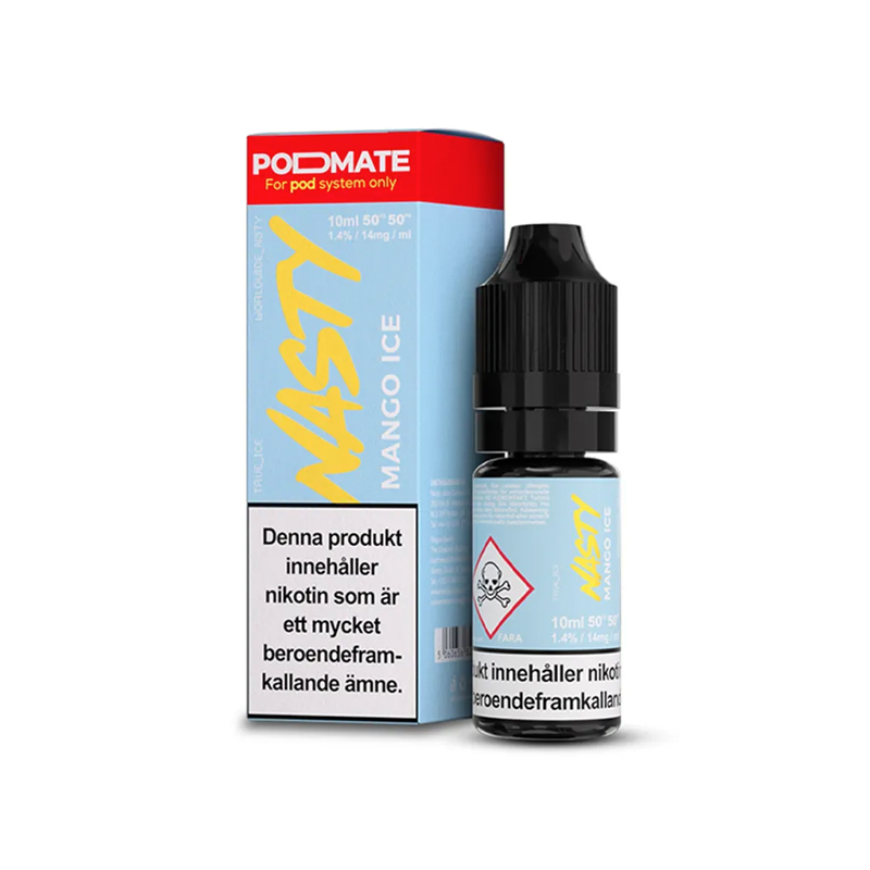 Nasty Salt Mango Ice Flaska bredvid originalförpackning