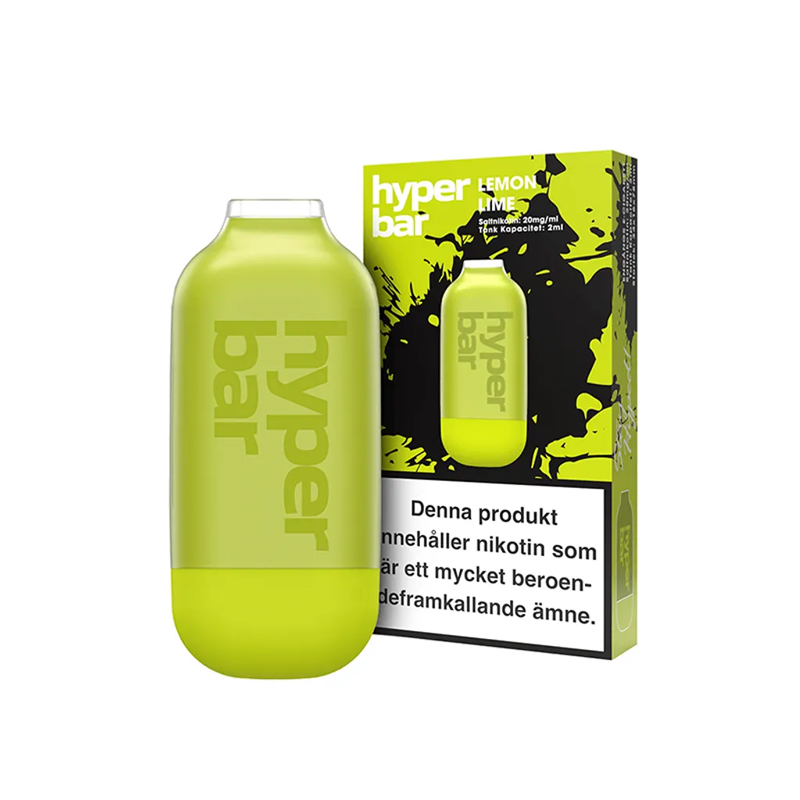 Hyper Bar Mesh Engångs Vape Lemon Lime bredvid originalförpackning