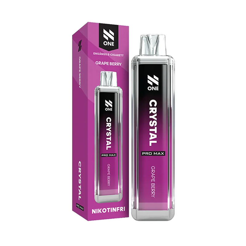 N One Crystal ZERO Engångs Vape Grape Berry bredvid originalförpackning