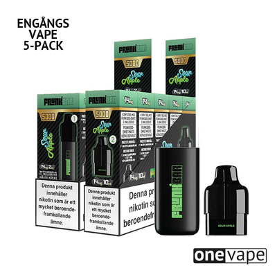 Frunk 5000 Engångs Vape - Sour Apple (5-Pack)