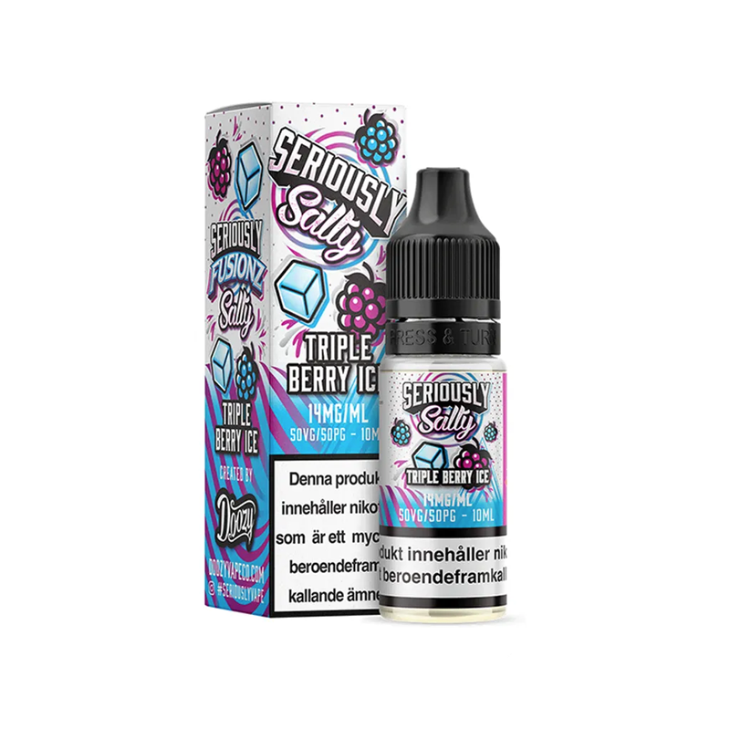 Seriously Salty Triple Berry Ice Flaska bredvid originalförpackning
