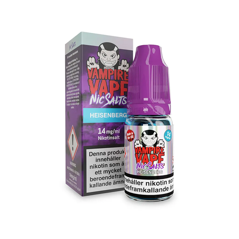 Vampire Vape Heisenberg Flaska bredvid originalförpackning