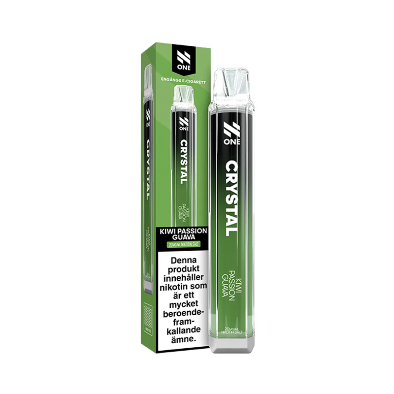 Engångsvape N One Crystal kiwi passion guava bredvid originalförpackning